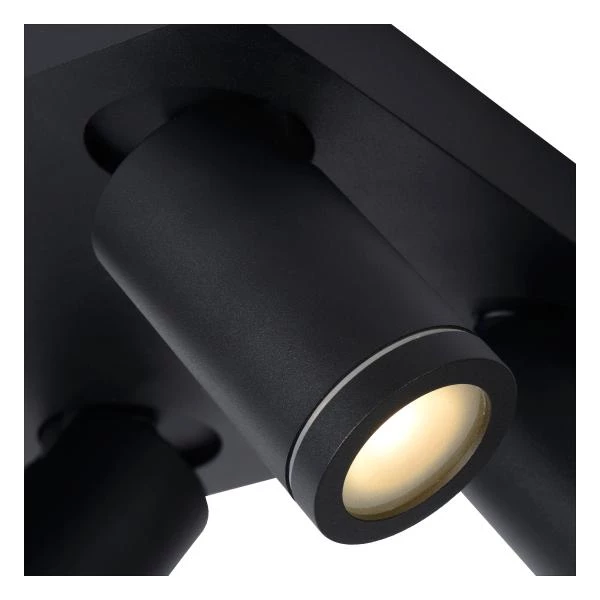 Lucide TAYLOR - Foco de techo Baño - LED Dim to warm - GU10 - 4x5W 2200K/3000K - IP44 - Negro - detalle 1